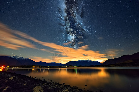 星空素材高清新西兰，星空，银河系，长时间曝光，高清背景