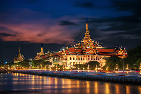 富丽堂皇的皇宫夜景背景