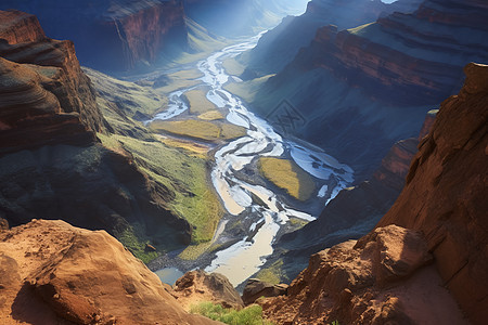 山脉峡谷中的河流图片