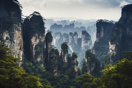 耸立的山脉风光图片