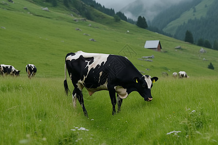 牧场吃草的奶牛图片