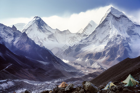 巍峨耸立的雪山背景图片