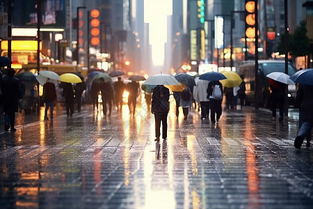 下暴雨的城市图片