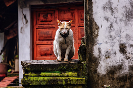 看家的小猫背景图片