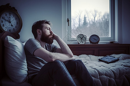 思考的男人留胡子的男人高清图片