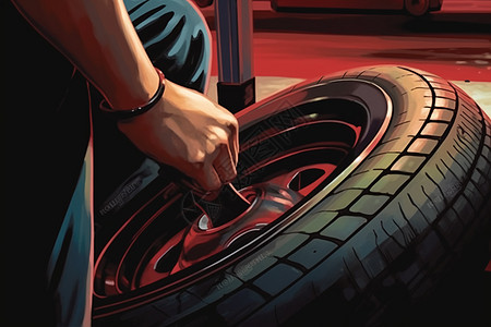 汽车轮胎维修的车间插图图片