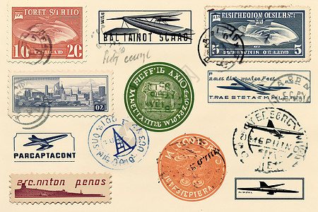 复古传统的邮票背景图片