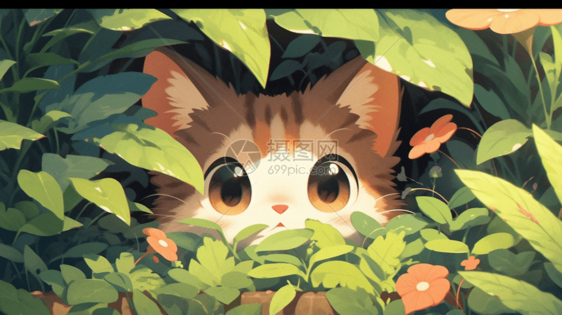 灌木丛里的猫图片