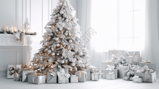 白色背景的圣诞树图片