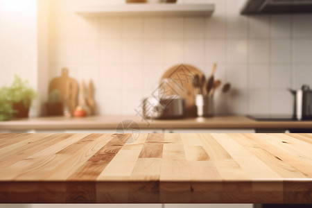 木制家居厨房里木制的桌子背景