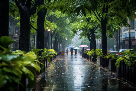 大雨中的城市高清图片