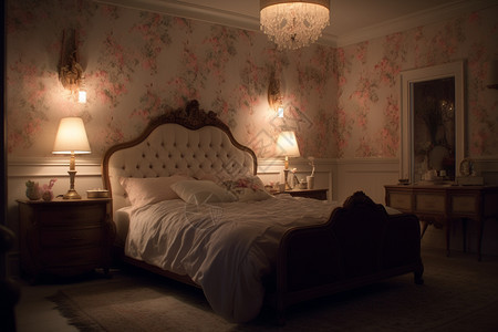 浪漫法式卧室图片