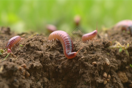 蚯蚓在土壤里爬行图片