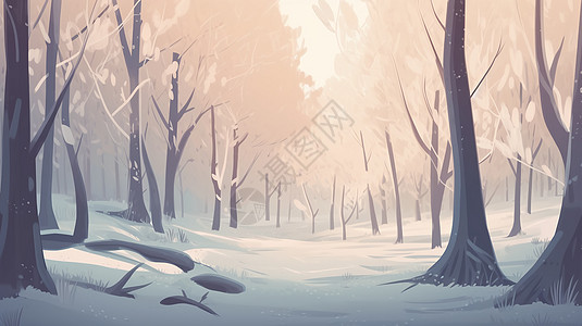 冬日里的森林背景图片