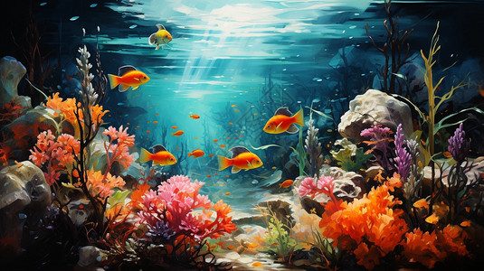 水下的珊瑚和鱼背景图片