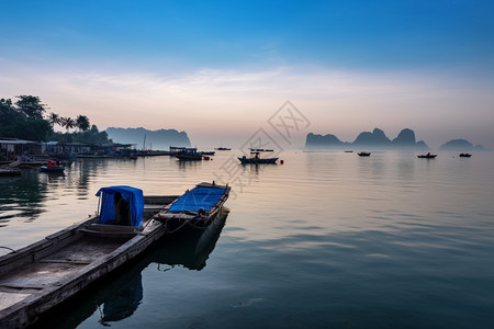 城市的海边风景背景图片