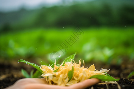 一只手捧着花瓣图片