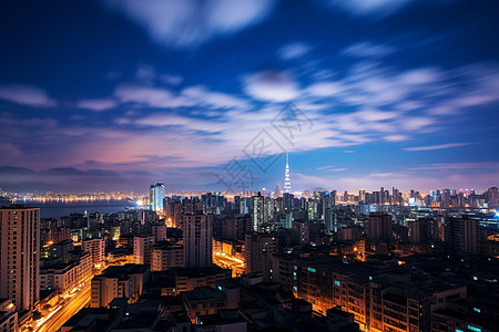 夜幕下的城市背景图片