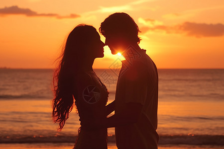 情侣在海边表白背景图片
