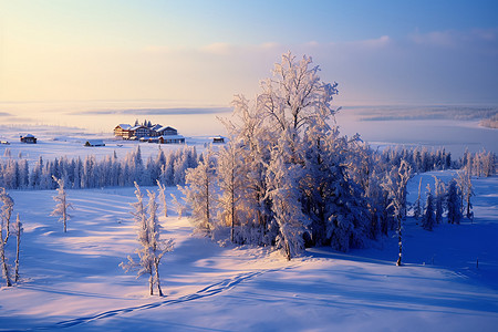 冬季郊外雪景郊外的背景