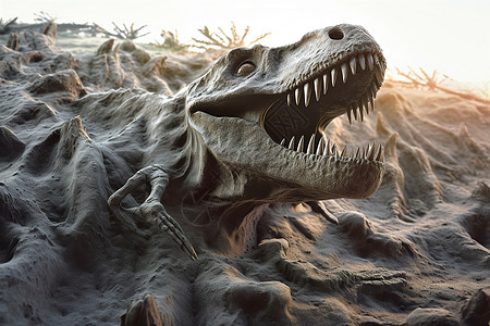 恐龙的雕塑背景图片
