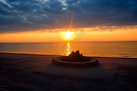 日出沙岛景色背景图片
