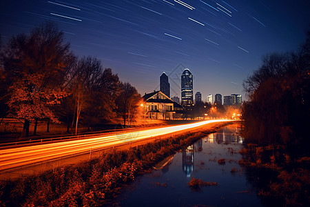 流星划过的夜空高清图片