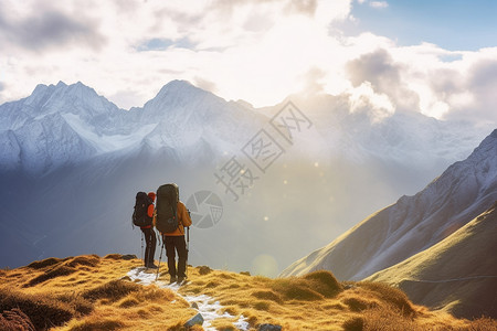 背包客配图冒险的登山者设计图片