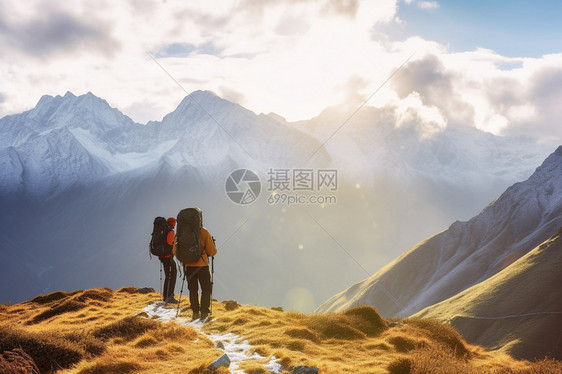 冒险的登山者图片