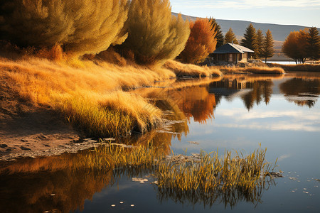 秋天的湖泊图片