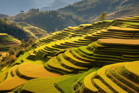 梯片秋天的梯田背景