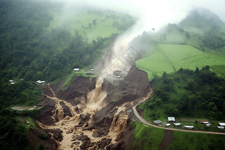 道路建设山体滑坡的危险背景