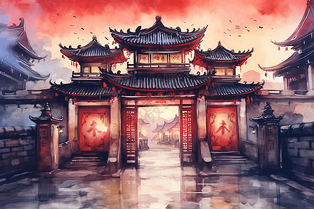 中国传统大门图片