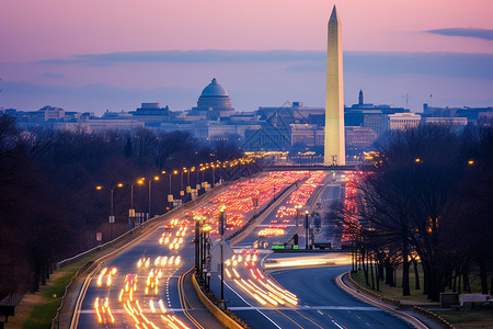 夜晚时分的华盛顿纪念碑图片