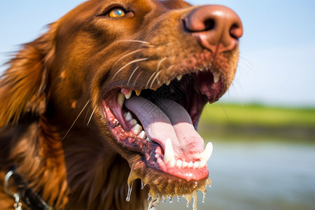 喝完水的狗狗图片