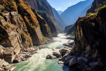 世界著名峡谷-虎跳峡背景图片
