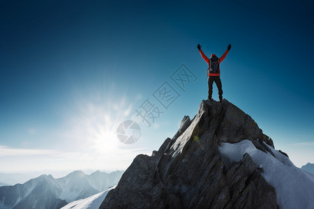 登山者胜利背景图片