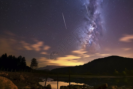 双子座天空中的流星雨背景