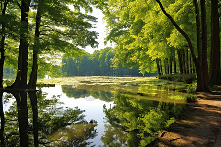 乡村池塘湿地森林图片