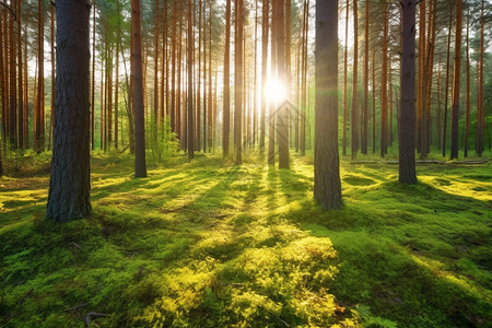 穿过树林阳光太阳穿过树林背景