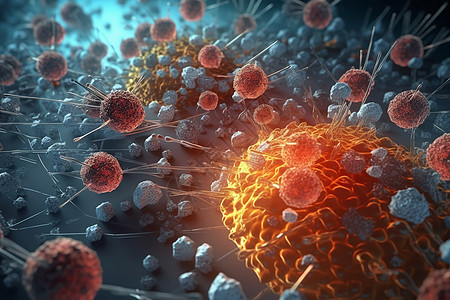 病毒细胞对抗免疫系统图片