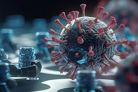 病毒细胞和免疫系统之间的战斗图片