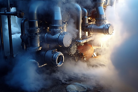 蒸汽排放系统的特写镜头图片