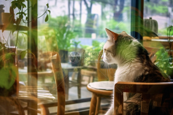 咖啡厅的猫咪图片