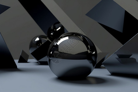 金属三维几何球形背景图片