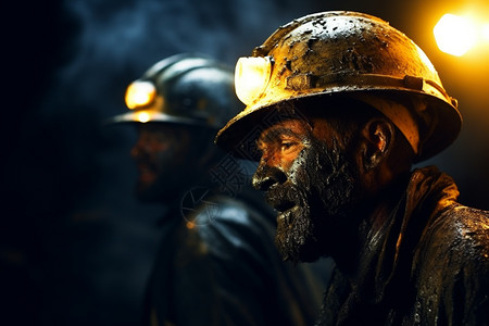 工具干活带着安全帽矿灯的工人背景