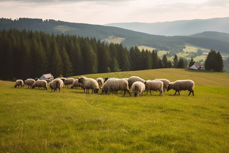 羊在草原上吃草图片
