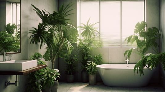 浴室里的绿色植物图片