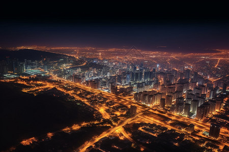 航拍城市夜景图片
