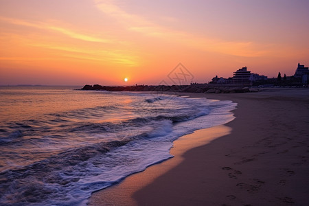 日落时的海滩景观图片